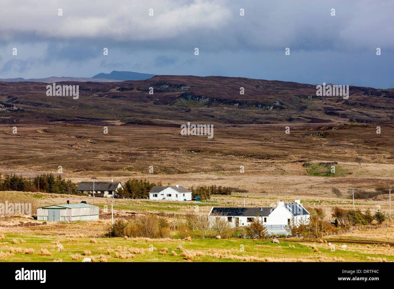 A view towards Eabost, Isle of Skye, Inner Hebrides, Scotland, United Kingdom, Europe. Stock Photo