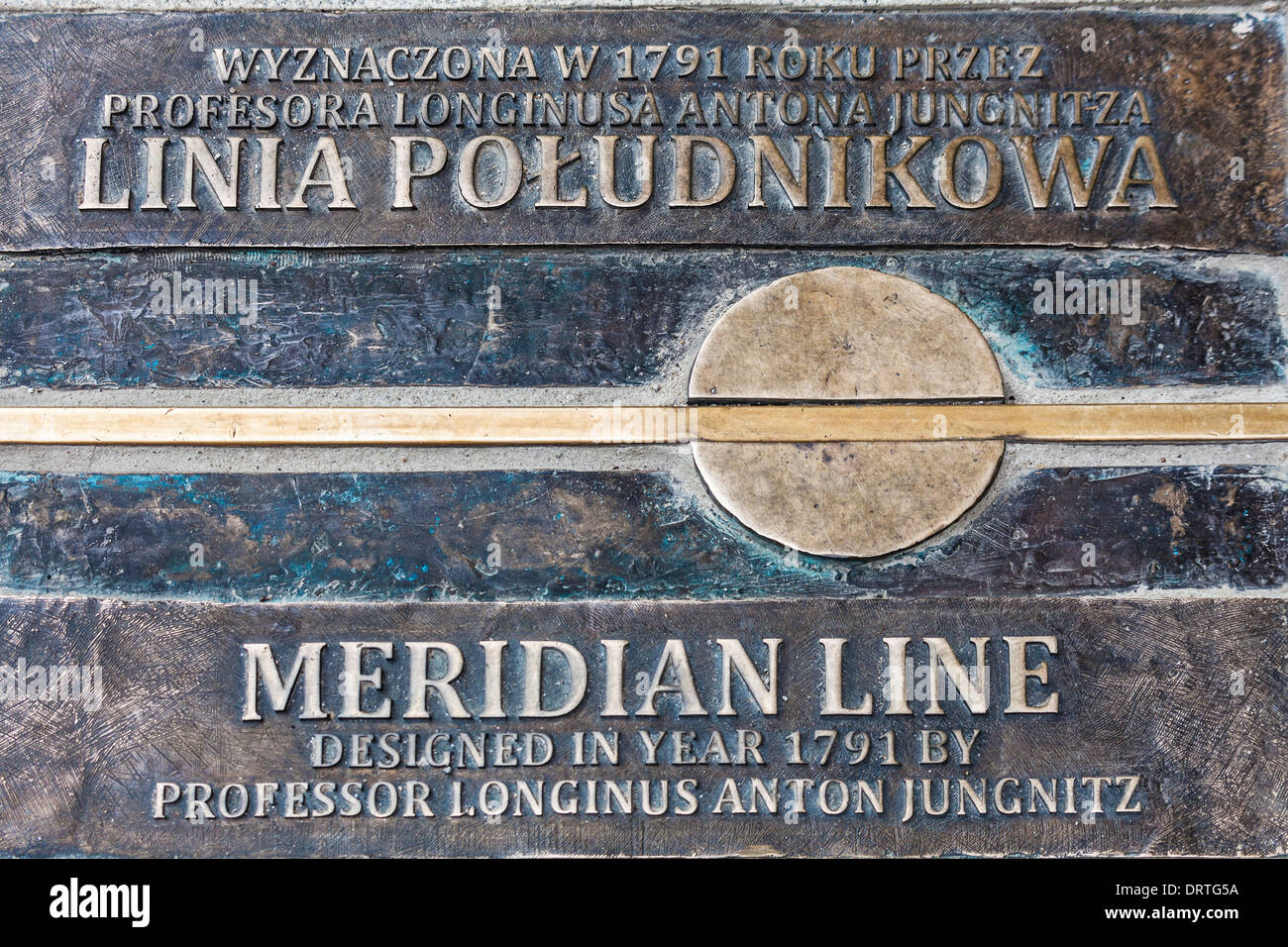 The 17th meridian east extends from North to South Pole and passes through Wroclaw outside the University. Stock Photo