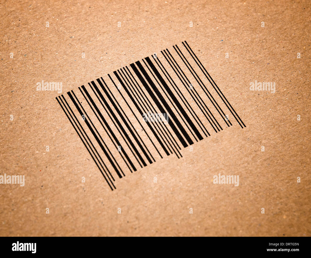 bar code printed on a cardboard box, making macro detail Stock Photo