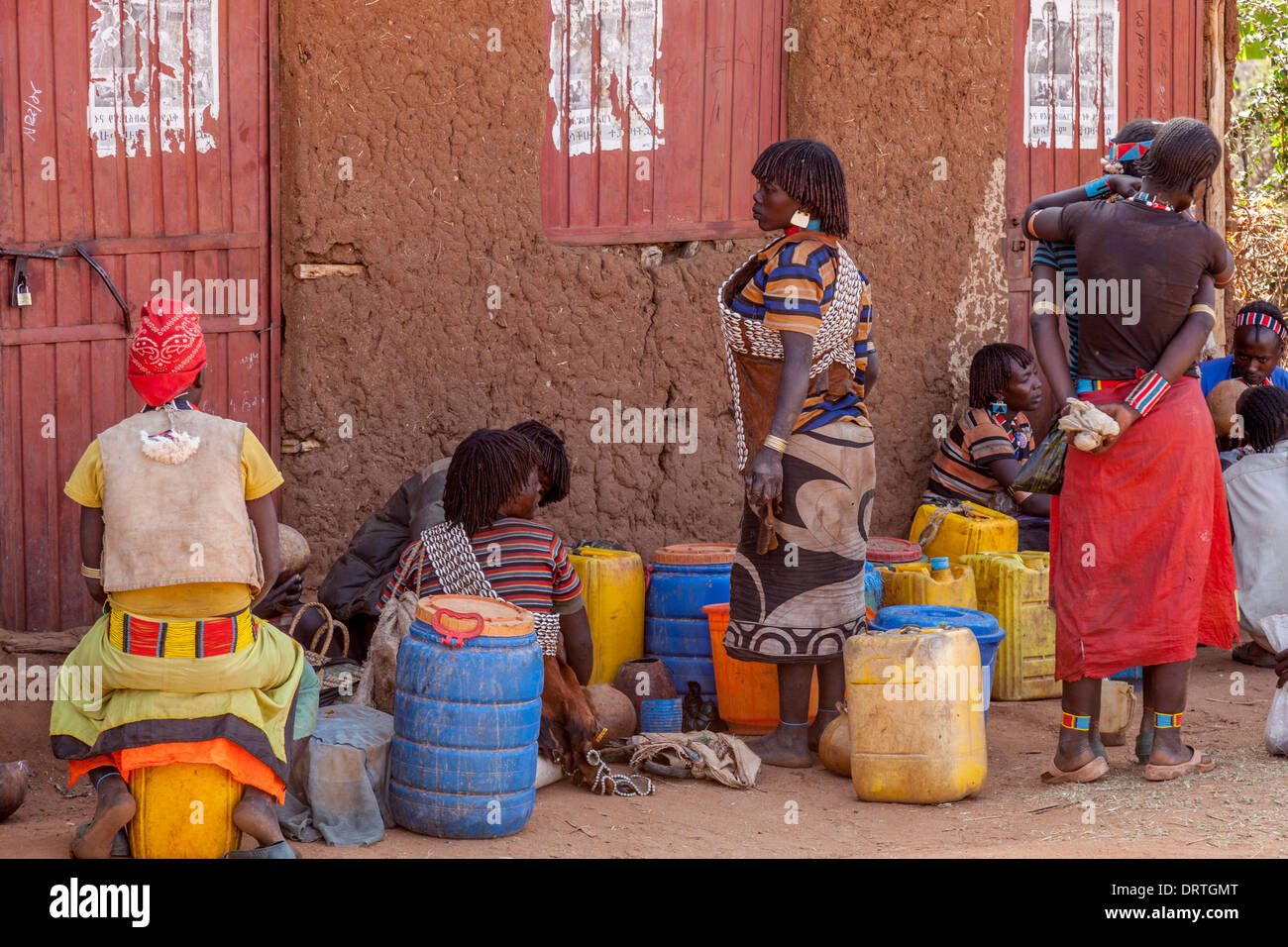 Women Selling Alcohol At The Thursday Market In Key Afar, Omo Valley
