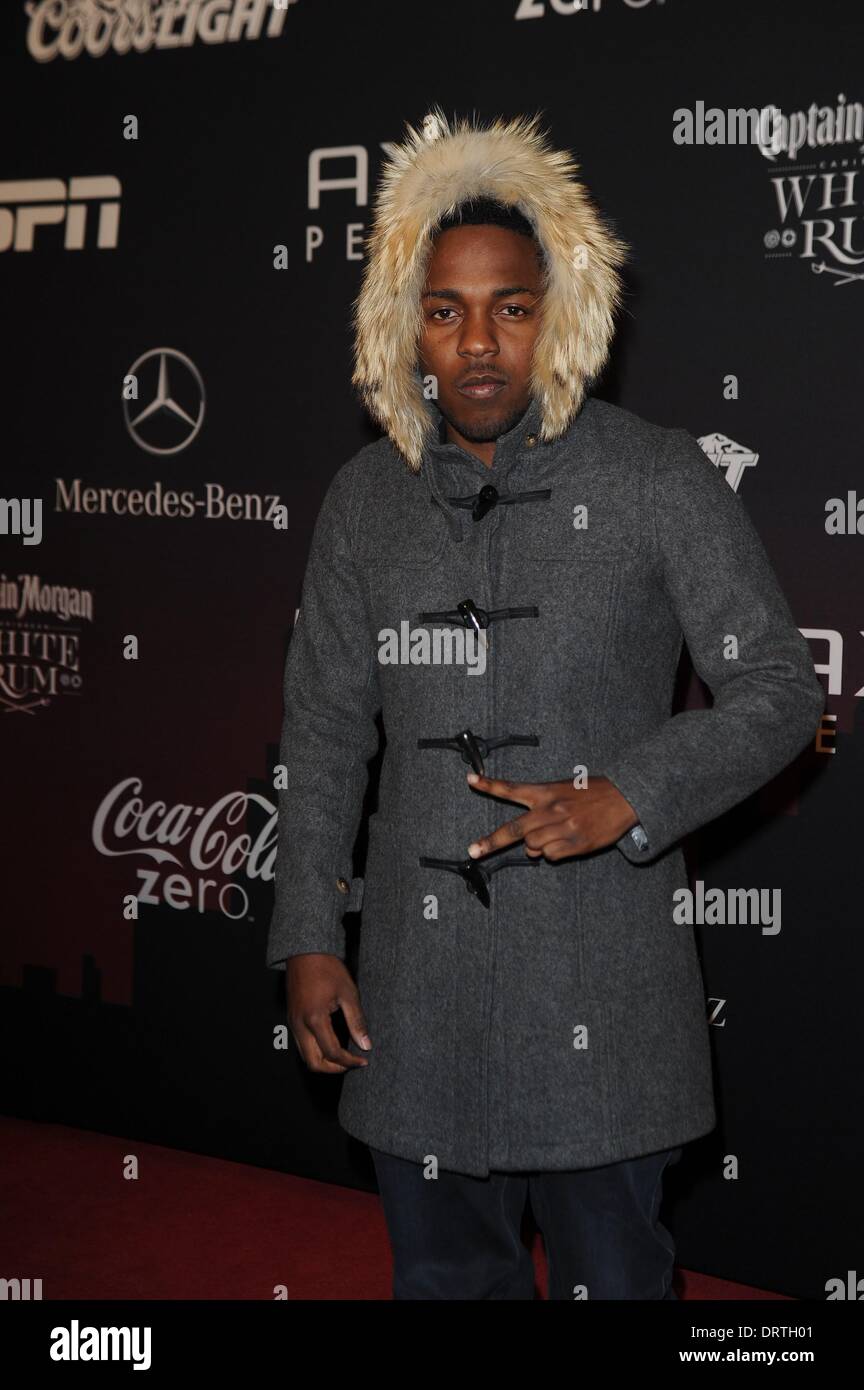 Kendrick Lamar at arrivals for ESPN Super Bowl Party, Pier 36, New York