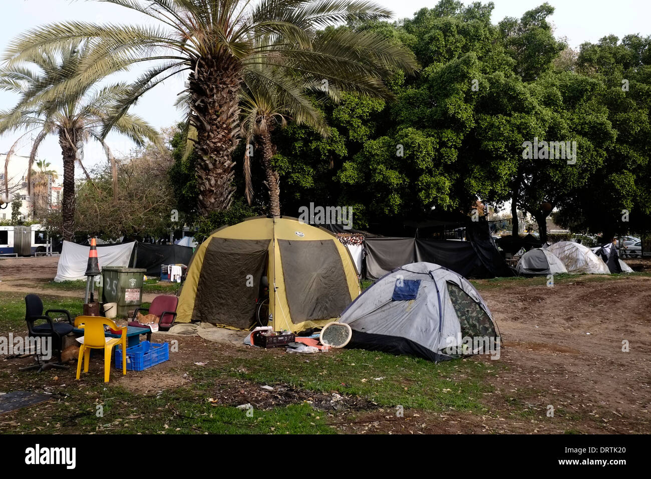 The homeless tent encampment near the Arlozorov train station in