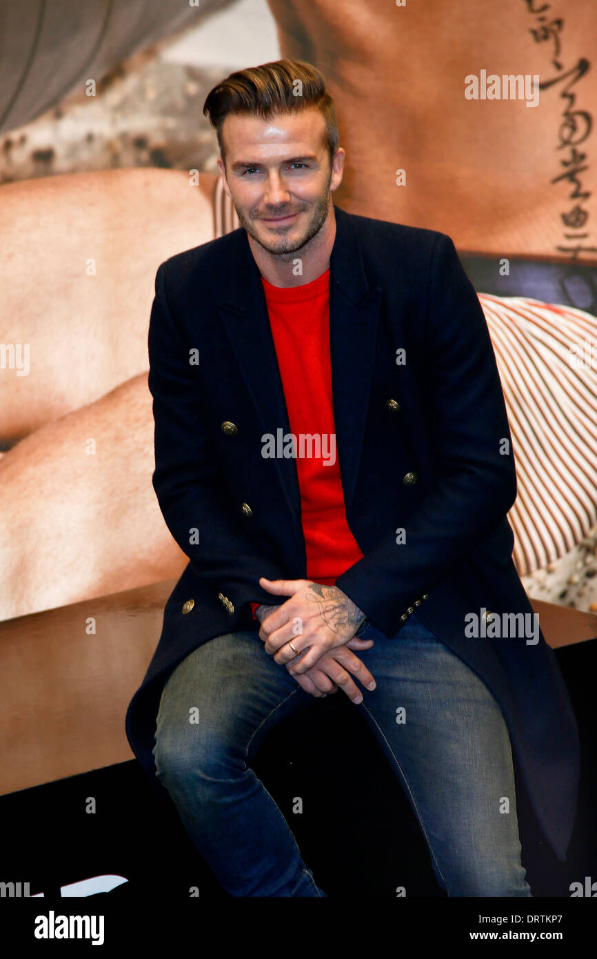 David Beckham attends the launch of his new Bodywear range at the H&M Super Bowl Event at H&M Times Square. Stock Photo