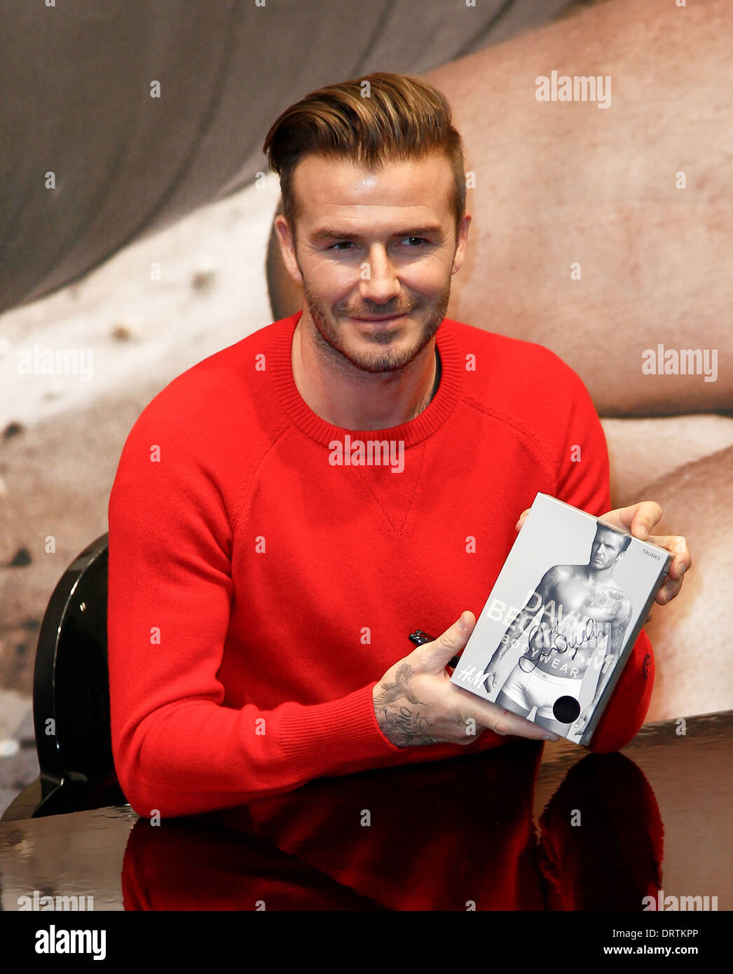 David Beckham attends the launch of his new Bodywear range at the H&M Super Bowl Event at H&M Times Square. Stock Photo