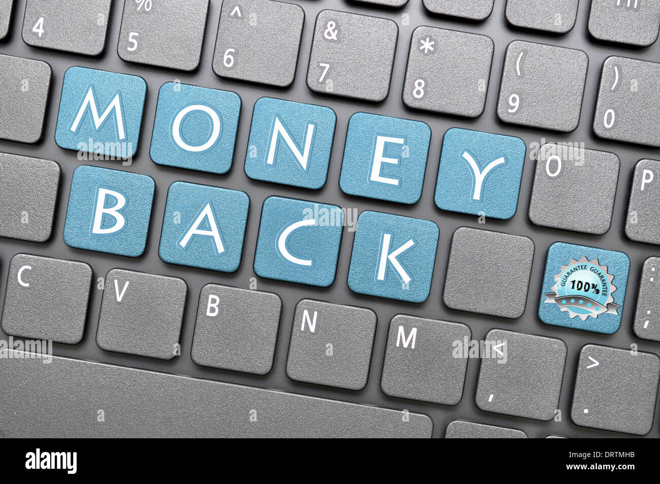 Money back guarantee on keyboard Stock Photo