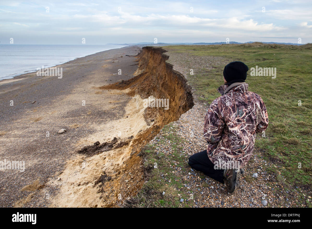 Coastal damage in North Norfolk, East Anglia, UK, following the storm surge in December 2013 Stock Photo