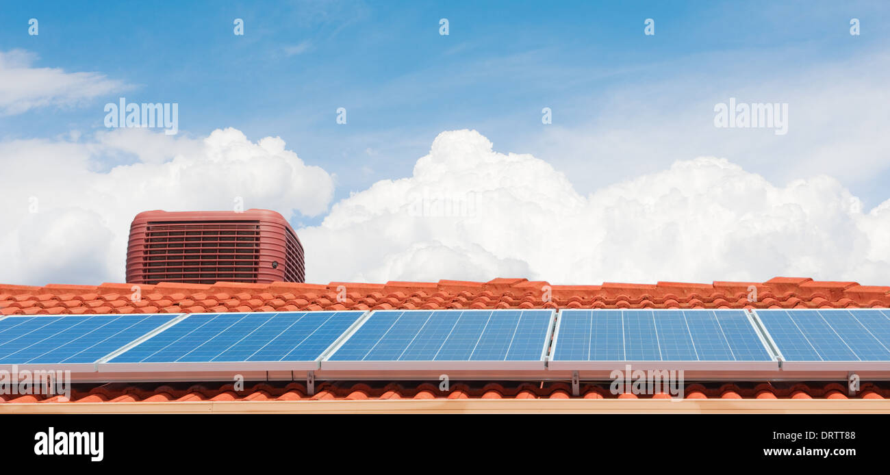 Solar panels on the roof of modern house Stock Photo - Alamy