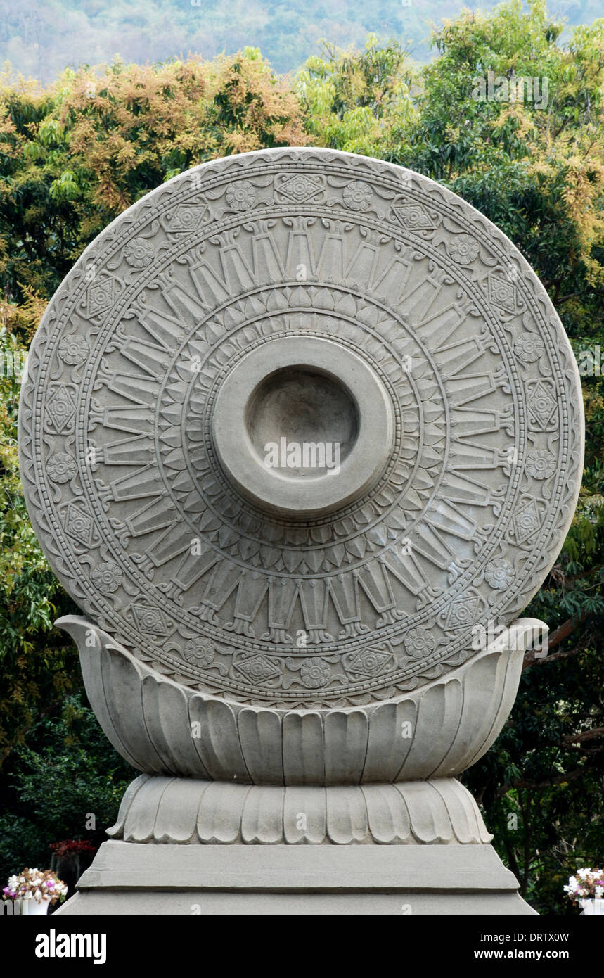 Dharmachakra or dharma wheel the wheel of the law hires stock