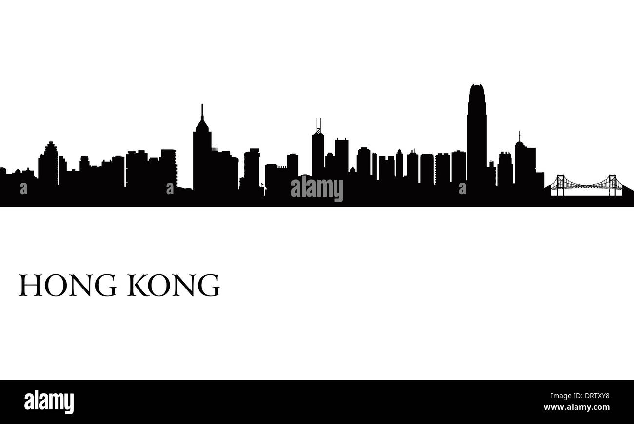 Hong Kong city skyline silhouette background Stock Photo