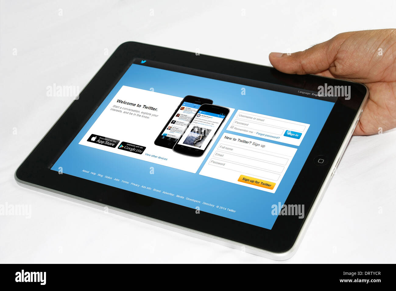 An ipad showing twitter app download web page Stock Photo