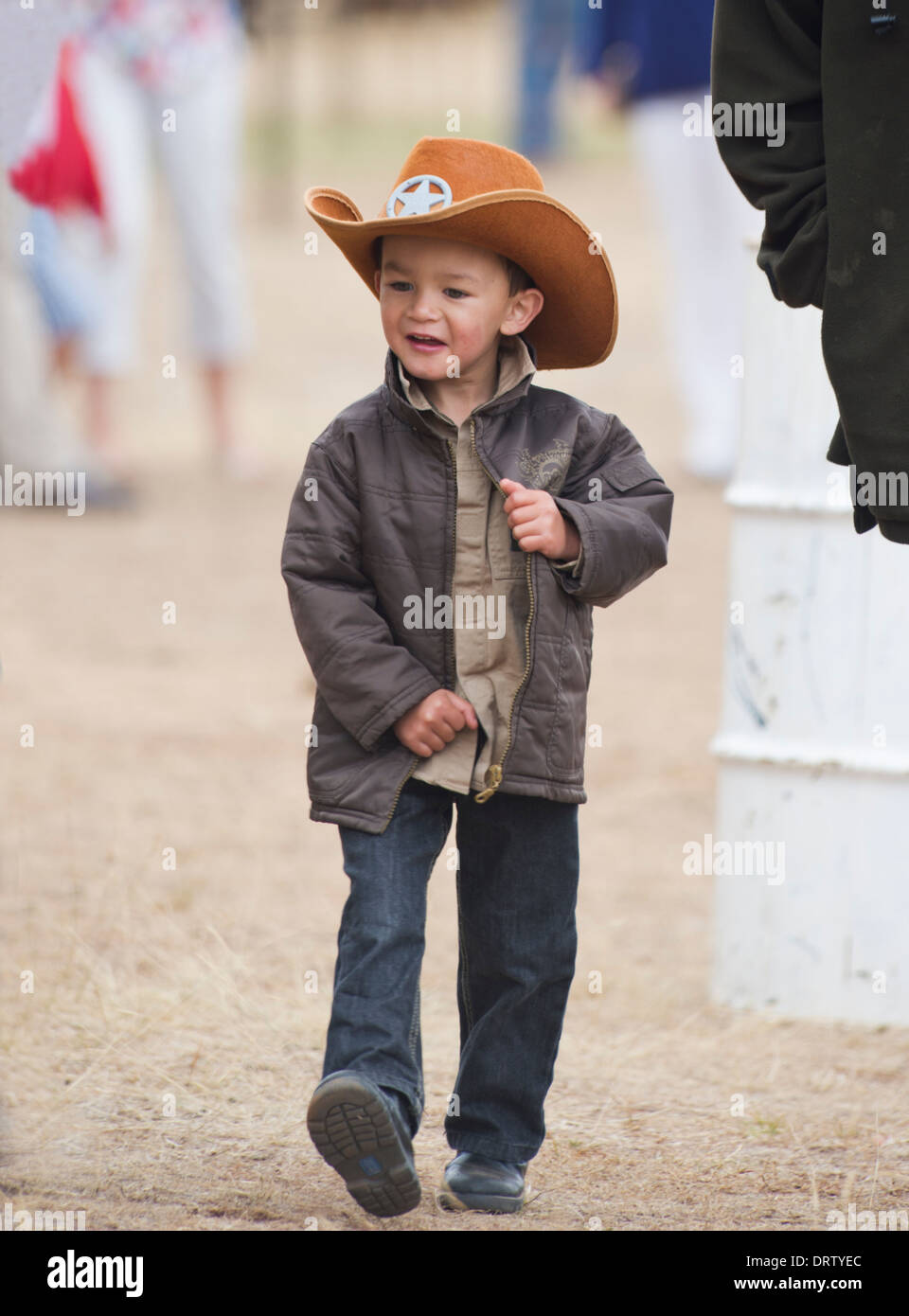 Young Boy wearing a Stetson Hat - Australia Stock Photo