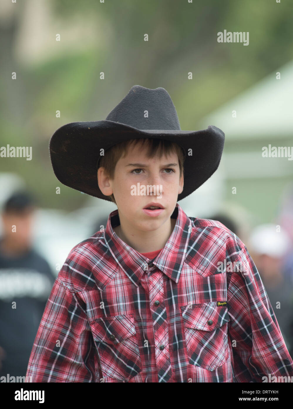 Young Boy wearing a Cowboy Hat - Australia Stock Photo