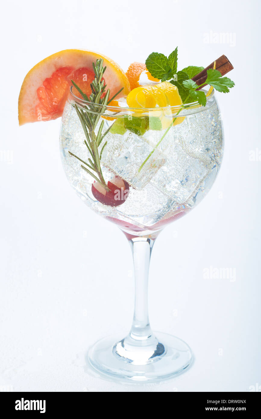 salad fruit gin tonic isolated over white background Stock Photo Alamy