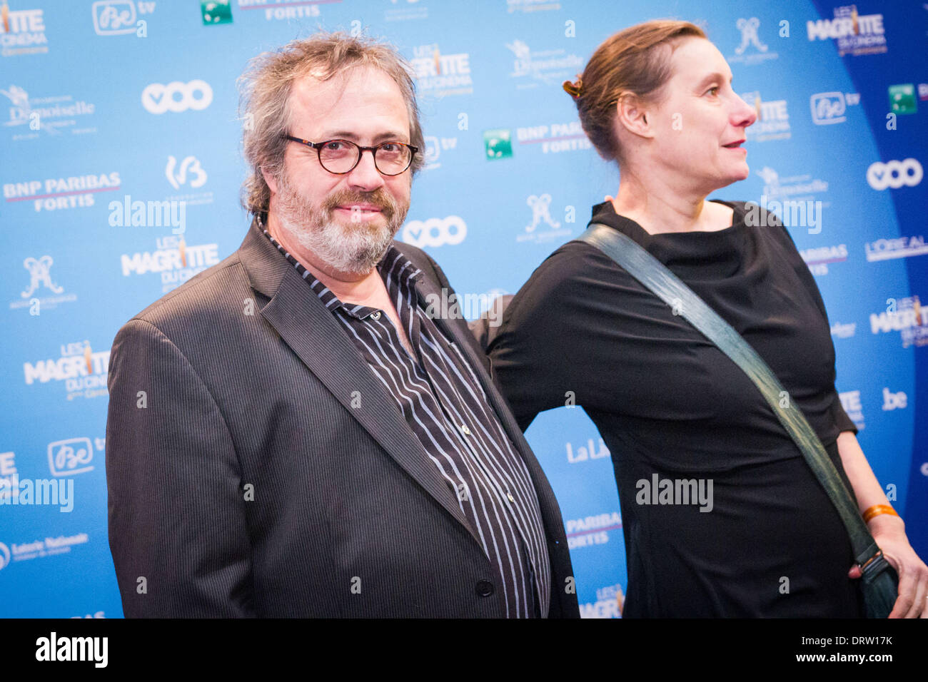 Brussels, Belgium. 1st Feb, 2014. Jaco Van Dormael, director, and his wife  at the 4th Ceremony of the Magritte celebrating the best of the belgian  movie industry. © Aurore Belot/NurPhoto/ZUMAPRESS.com/Alamy Live News