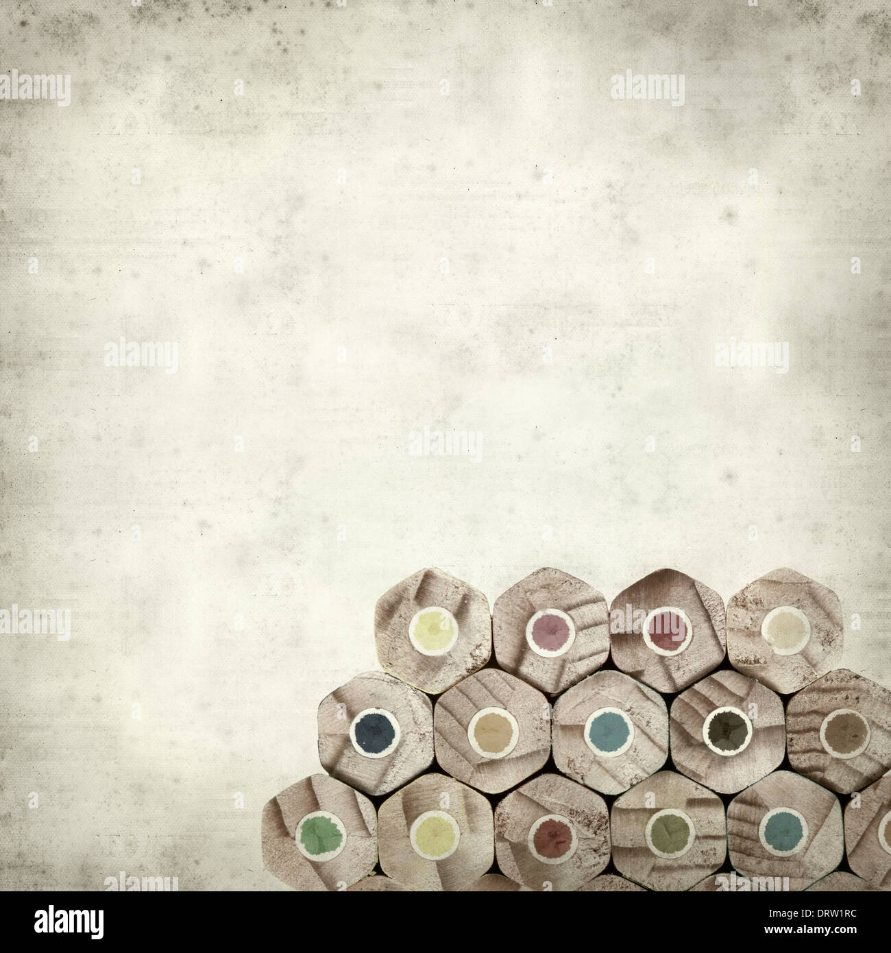 textured old paper background with color pencils Stock Photo - Alamy