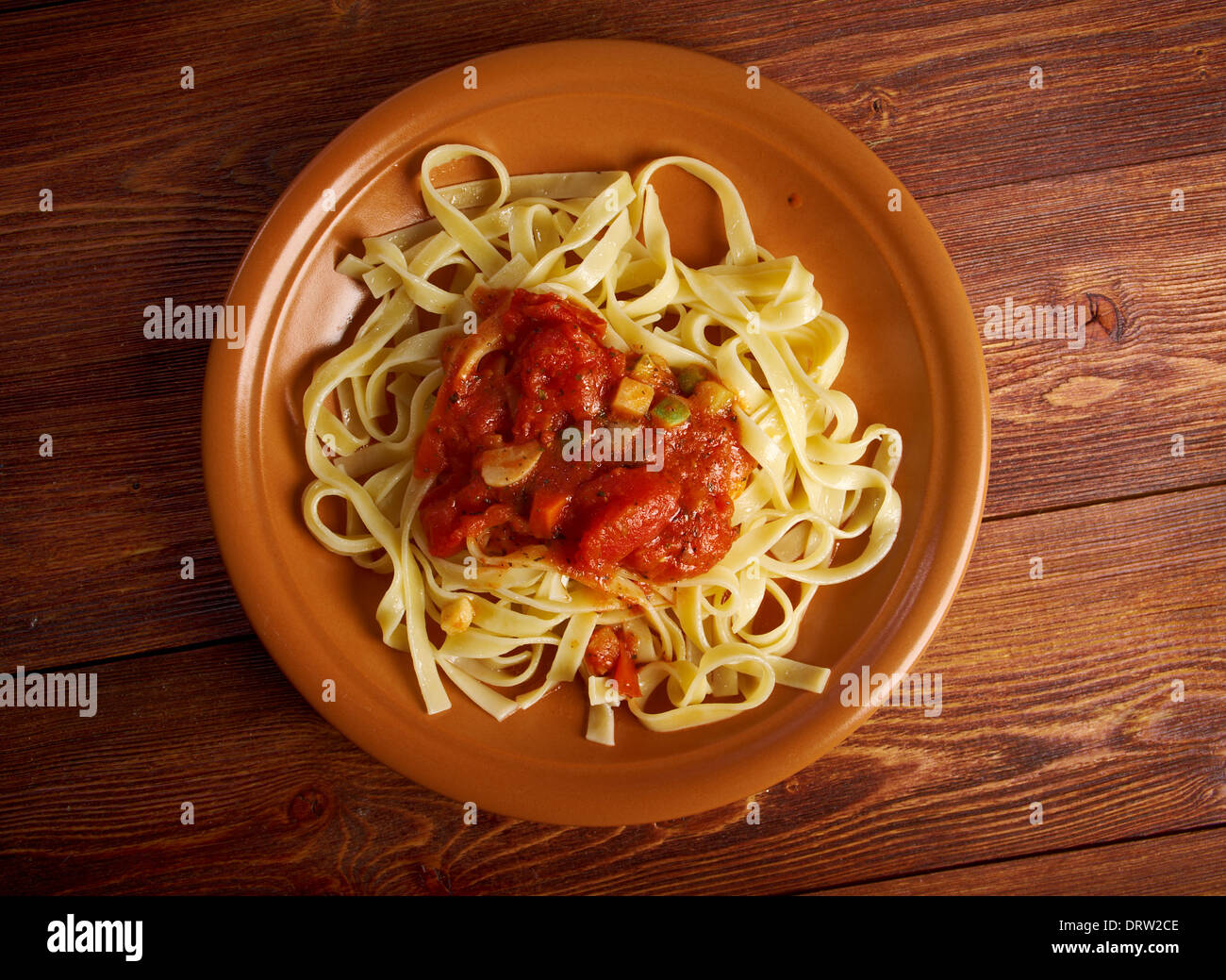 Sicilian homemade pasta Fettuccine with marinara sauce .farmstyle Stock Photo Alamy