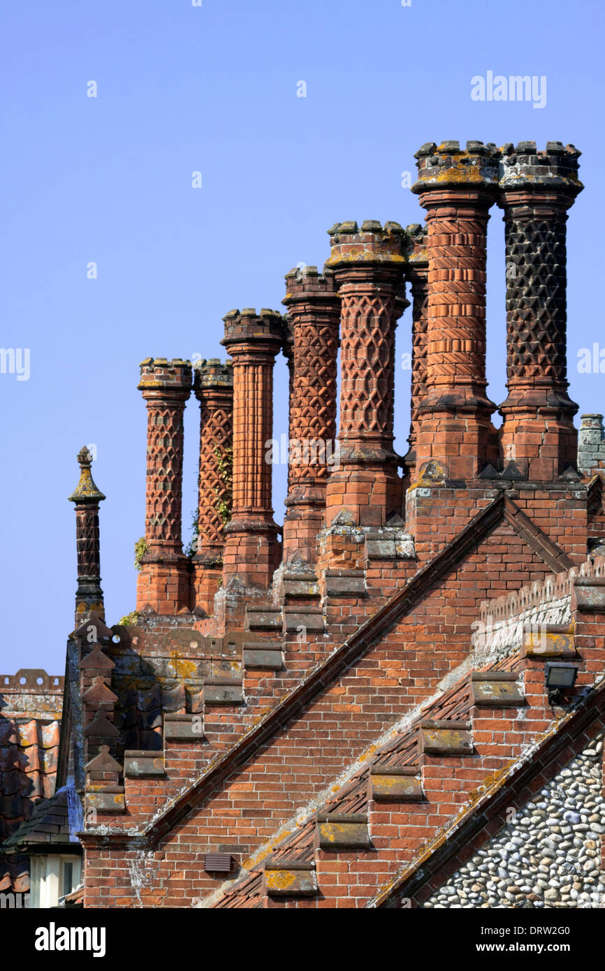 Ornate Tudor style chimney pots Stock Photo Alamy