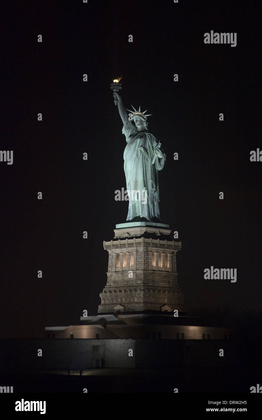 Statue of Liberty at night Stock Photo