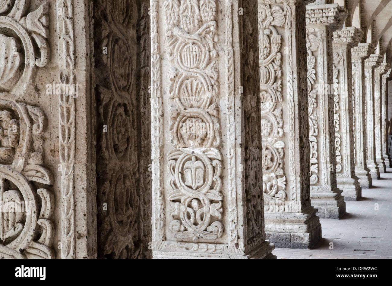 Church and cloister of the Society of Jesus 1698. Arequipa. Peru.UNESCO World Heritage Site. Stock Photo