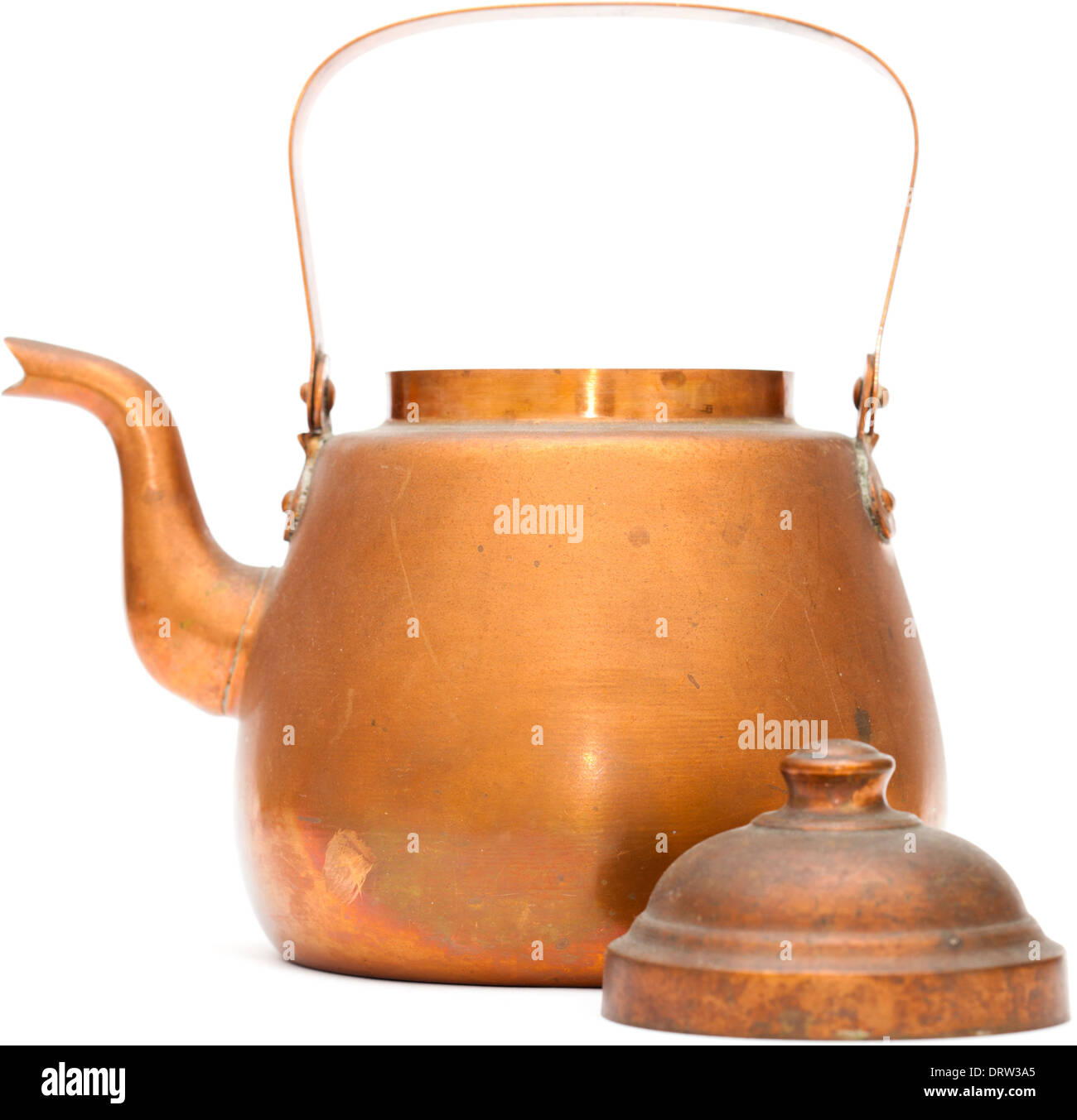 vintage copper kettle isolated on white background Stock Photo Alamy