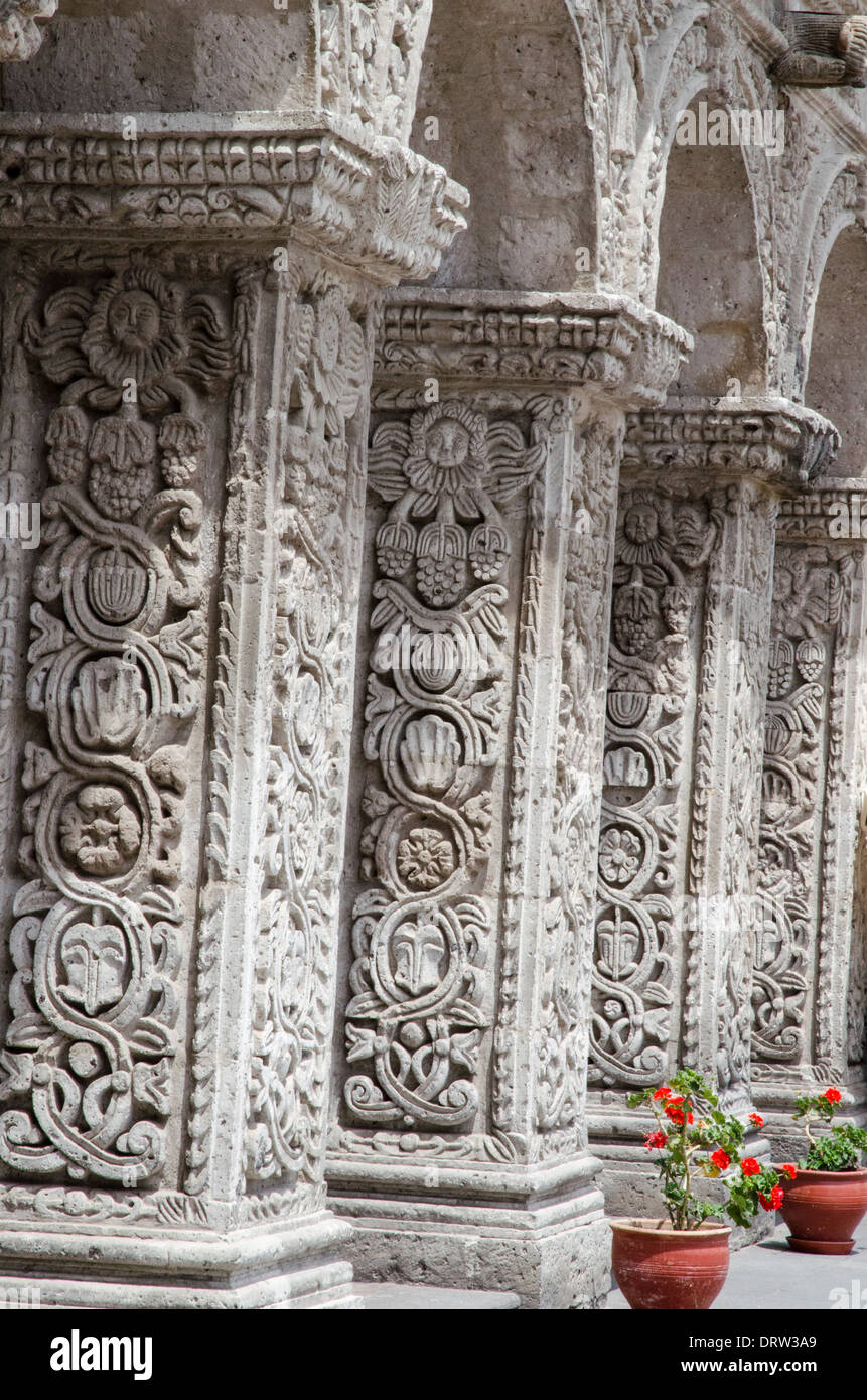 Church and cloister of the Society of Jesus 1698. Arequipa. Peru.UNESCO World Heritage Site. Stock Photo