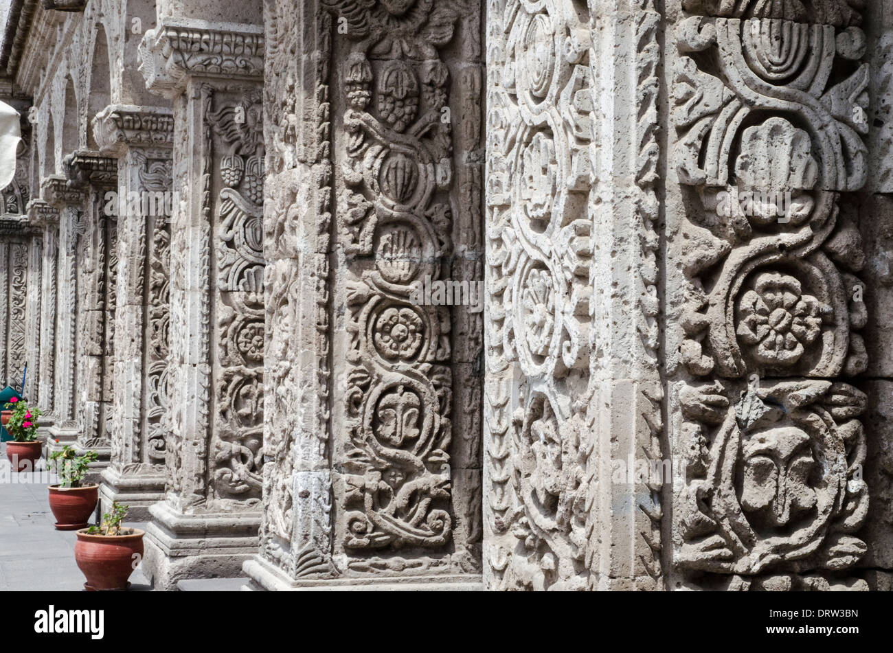 Church and cloister of the Society of Jesus 1698. Arequipa. Peru.UNESCO World Heritage Site. Stock Photo