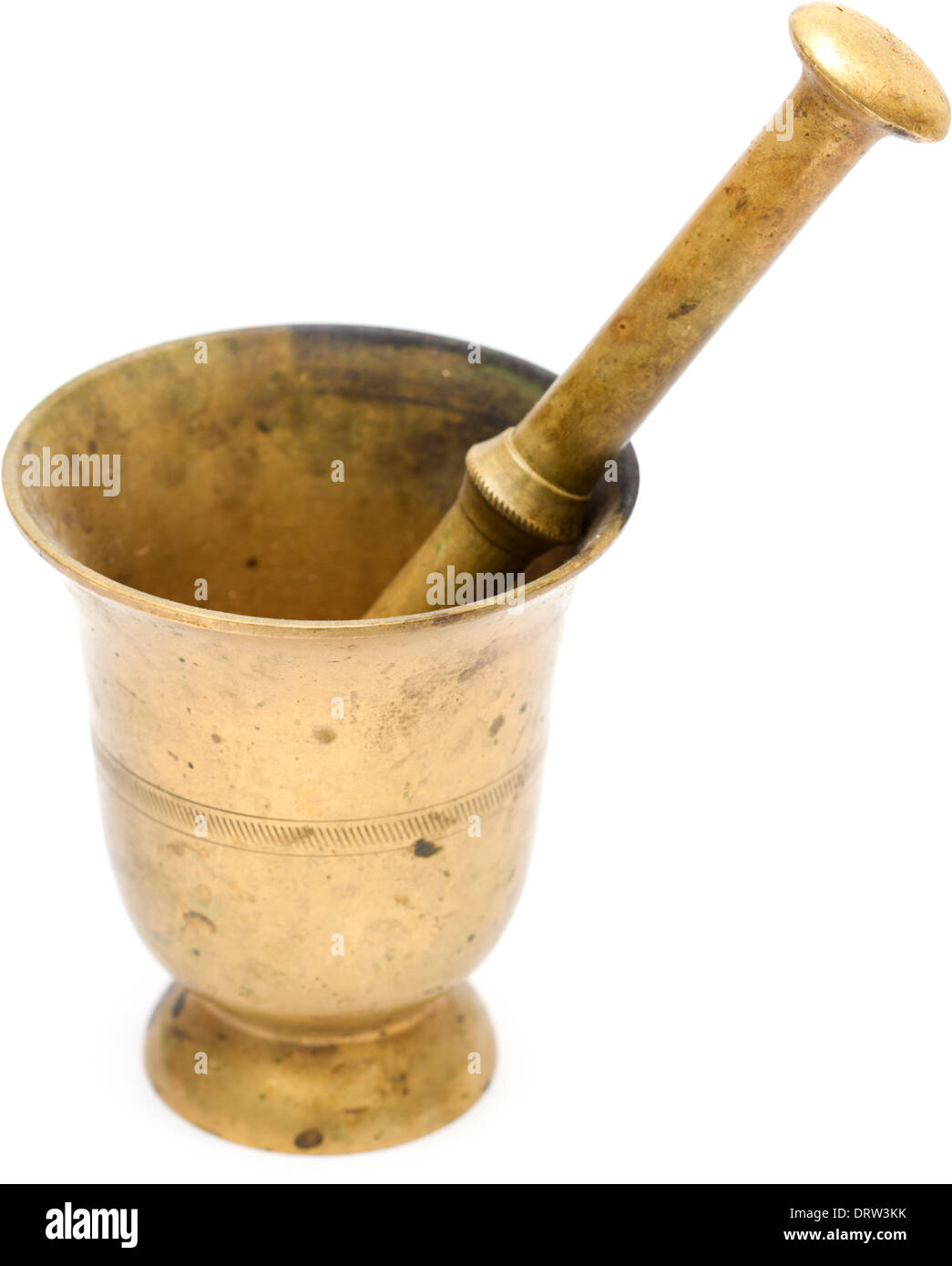 vintage mortar and pestle isolated on white Stock Photo - Alamy