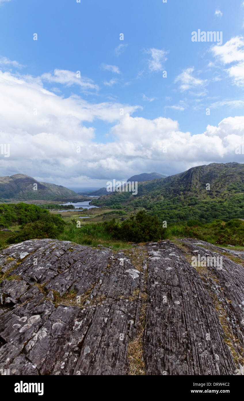 Ladies View to the Lakes of Killarney on the Ring of Kerry, Country Kerry, Ireland Stock Photo