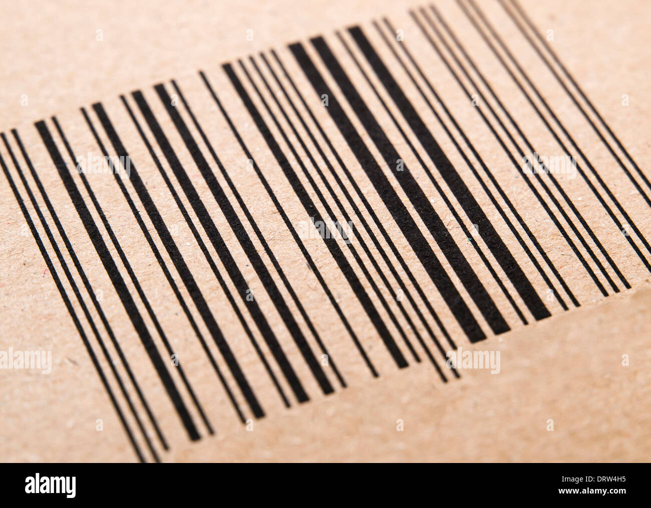 bar code printed on a cardboard box, making macro detail Stock Photo