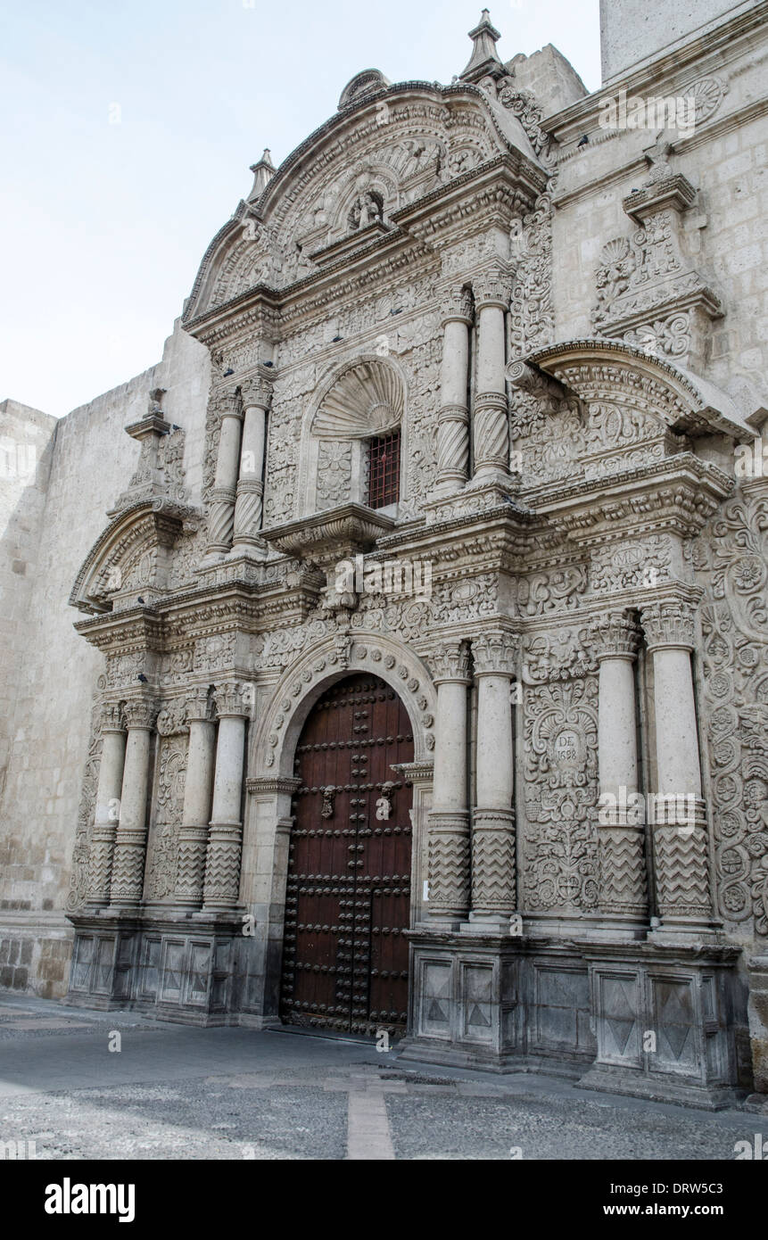 Church and cloister of the Society of Jesus 1698. Arequipa. Peru.UNESCO World Heritage Site. Stock Photo