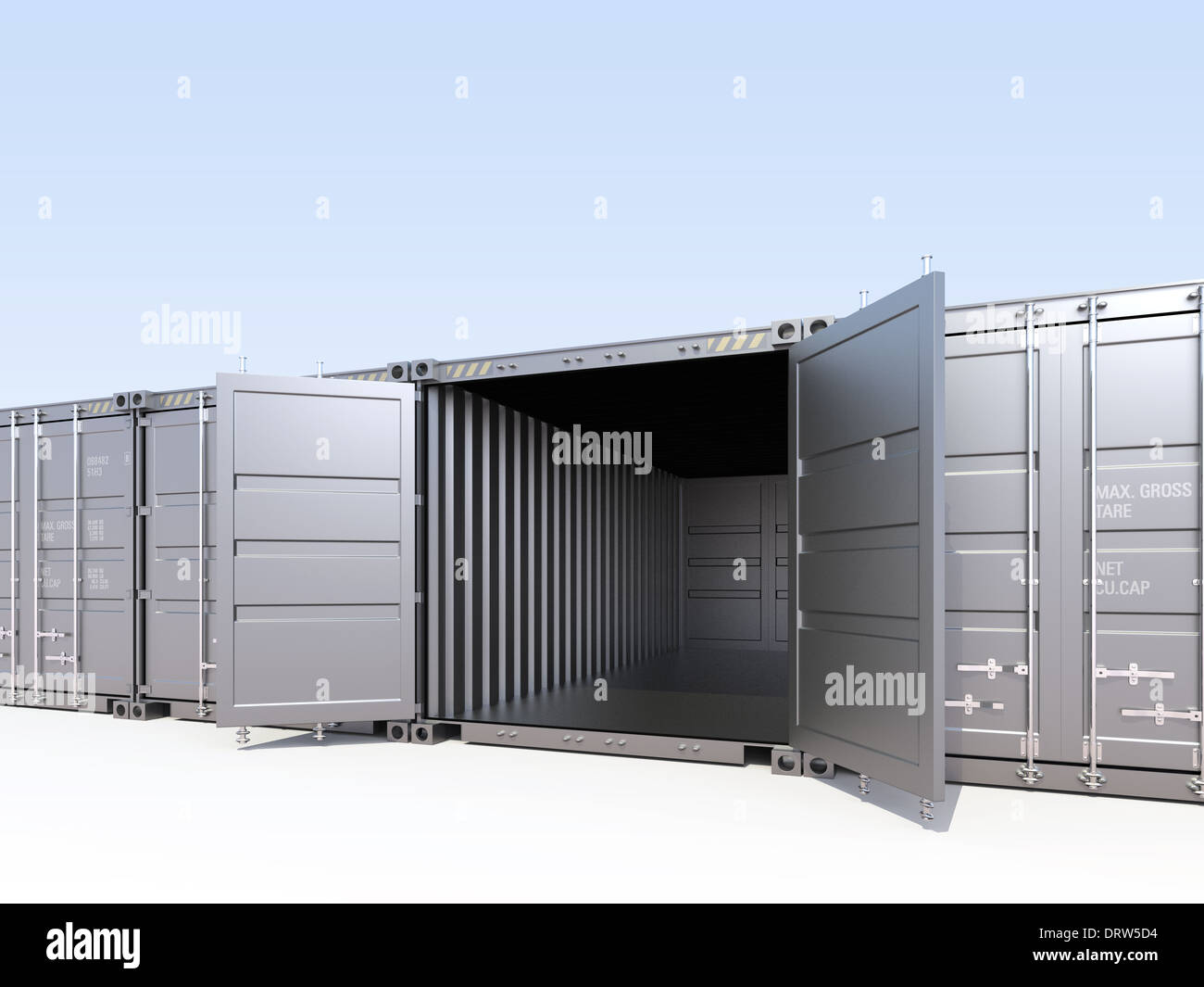 Opened silver cargo container Stock Photo