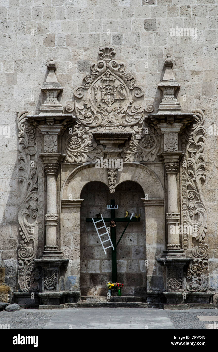 Church and cloister of the Society of Jesus 1698. Arequipa. Peru.UNESCO World Heritage Site. Stock Photo