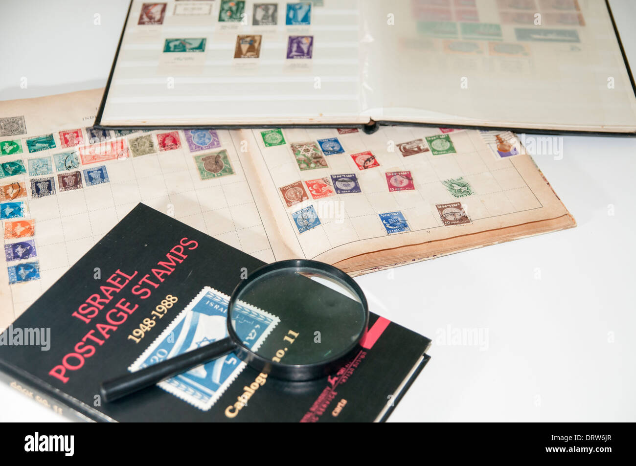 Israel Stamp collecting hobby with stamp catalogue Stock Photo Alamy