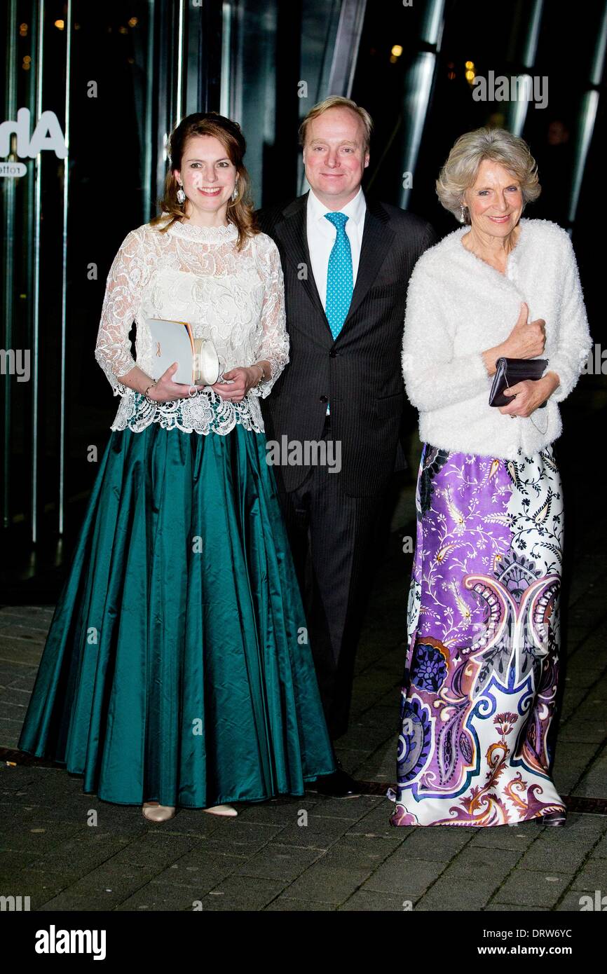 Princess Irene of The Netherlands (R) and her son Prince Carlos de Bourbon de Parme and his wife Princess Annemarie attend the national celebration of Queen Beatrix's reign in Ahoy Rotterdam, The Netherlands, 1 February 2014. The National Investiture committee organized a celebration to thank Beatrix for her 33 reigning as Queen of The Netherlands with the show 'Beatrix, met Hart en Ziel' (with hearth and soul). It is the end of the celebrations organized by the Investiture Committee. Princess Beatrix was Queen from 30 april 1980 till 30 april 2013. Photo: Patrick van Katwijk / NETHERLANDS AND Stock Photo