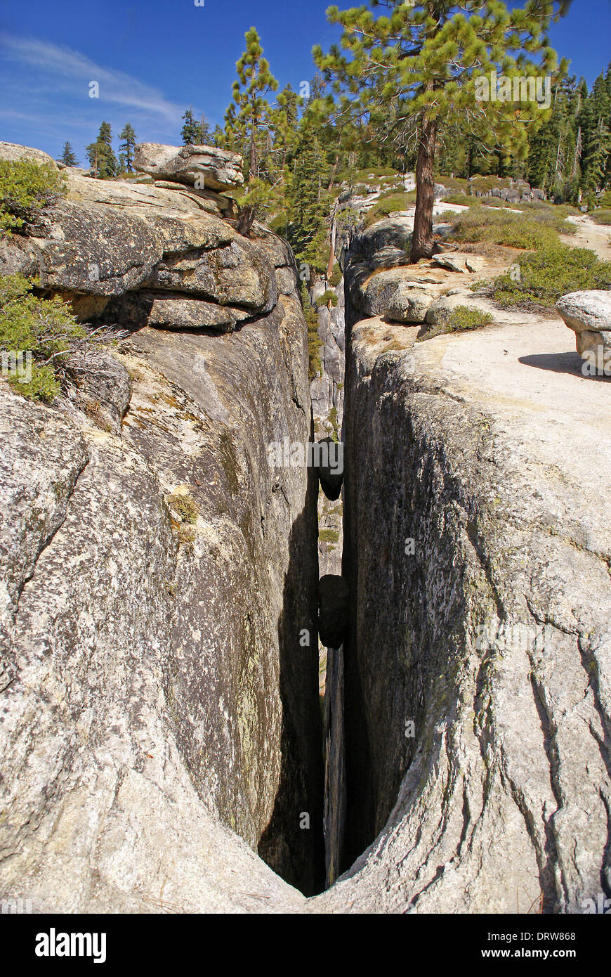 Yosemite fissure Stock Photo