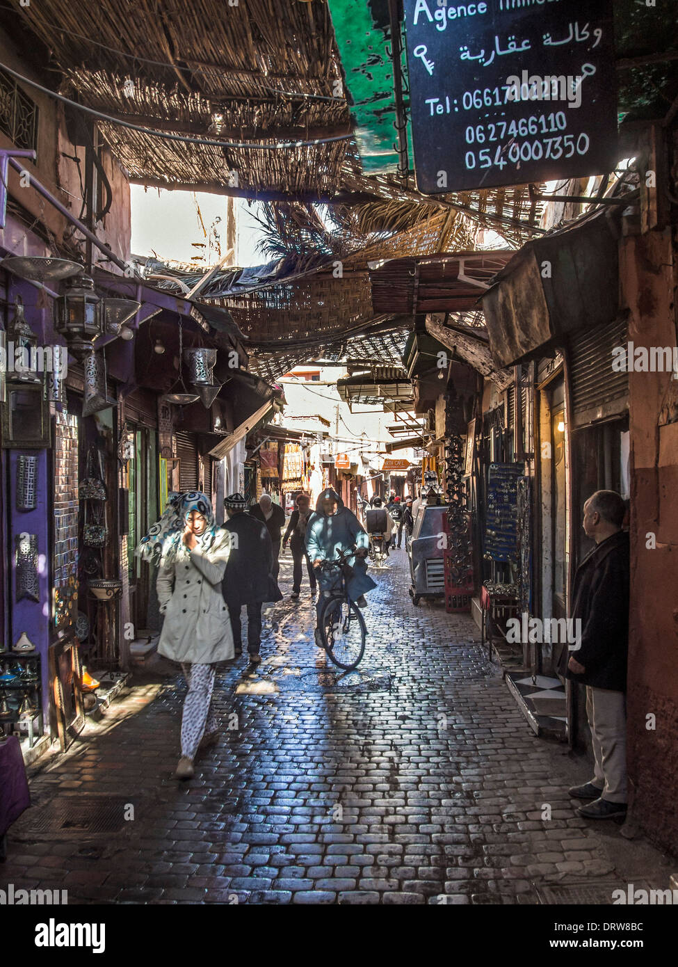Street scene the Souks, Marrakech (Marrakesh) Stock Photo