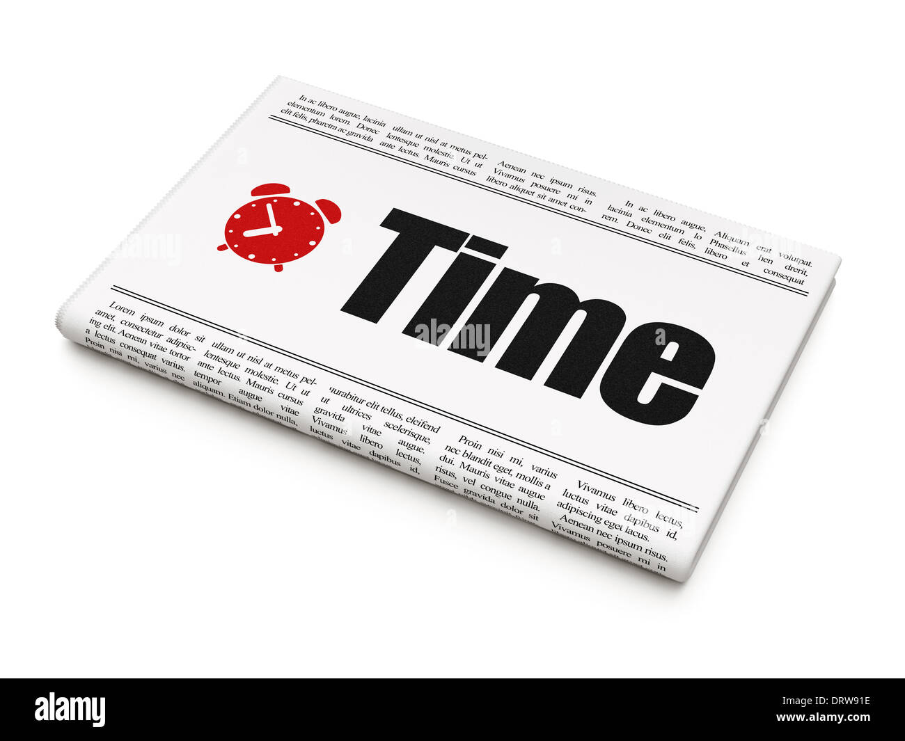 Newspaper with Time and Alarm Clock Stock Photo Alamy