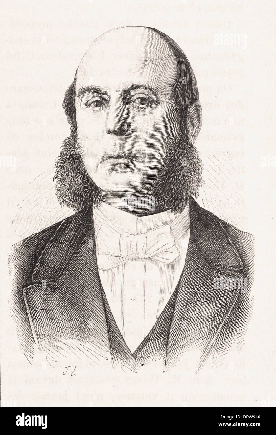 Portrait of Baroche - French engraving XIX th century Stock Photo