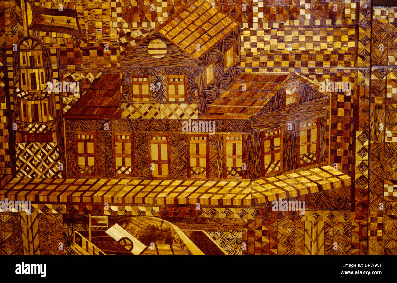 Sao Tome E Principe Wooden Inlay Work Stock Photo