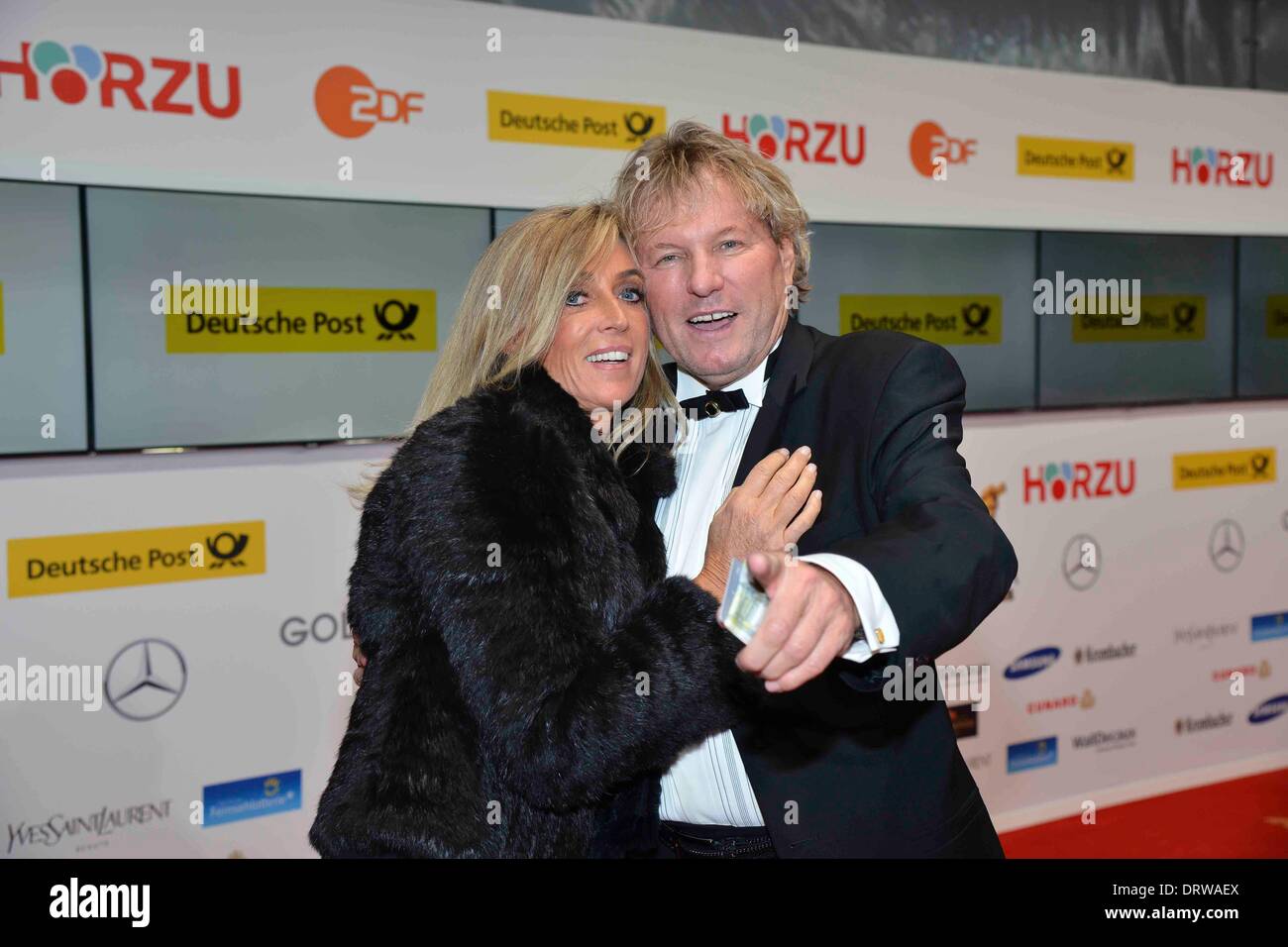 Bernhard Brink and wife Ute at the 49.Goldene Kamera 2014  at Hangar Airport Tempelhof  in Berlin,  Germany, on 01. February 2014. Stock Photo