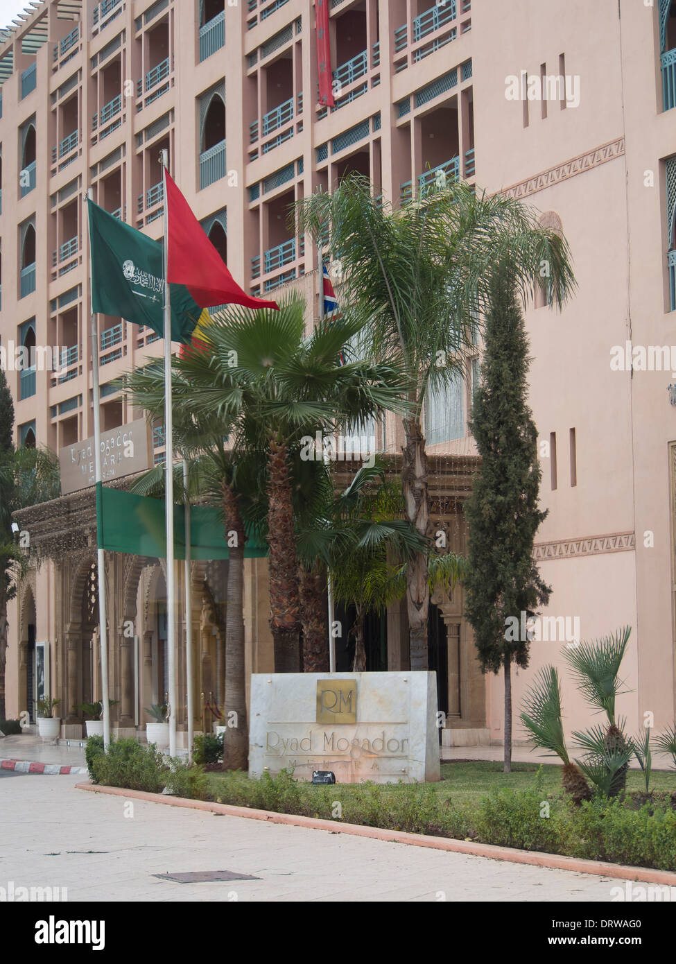 MARRAKECH, MOROCCO - JANUARY 23, 2014:  Entrance to the Riad Mogador Hotel in the Gueliz District Stock Photo