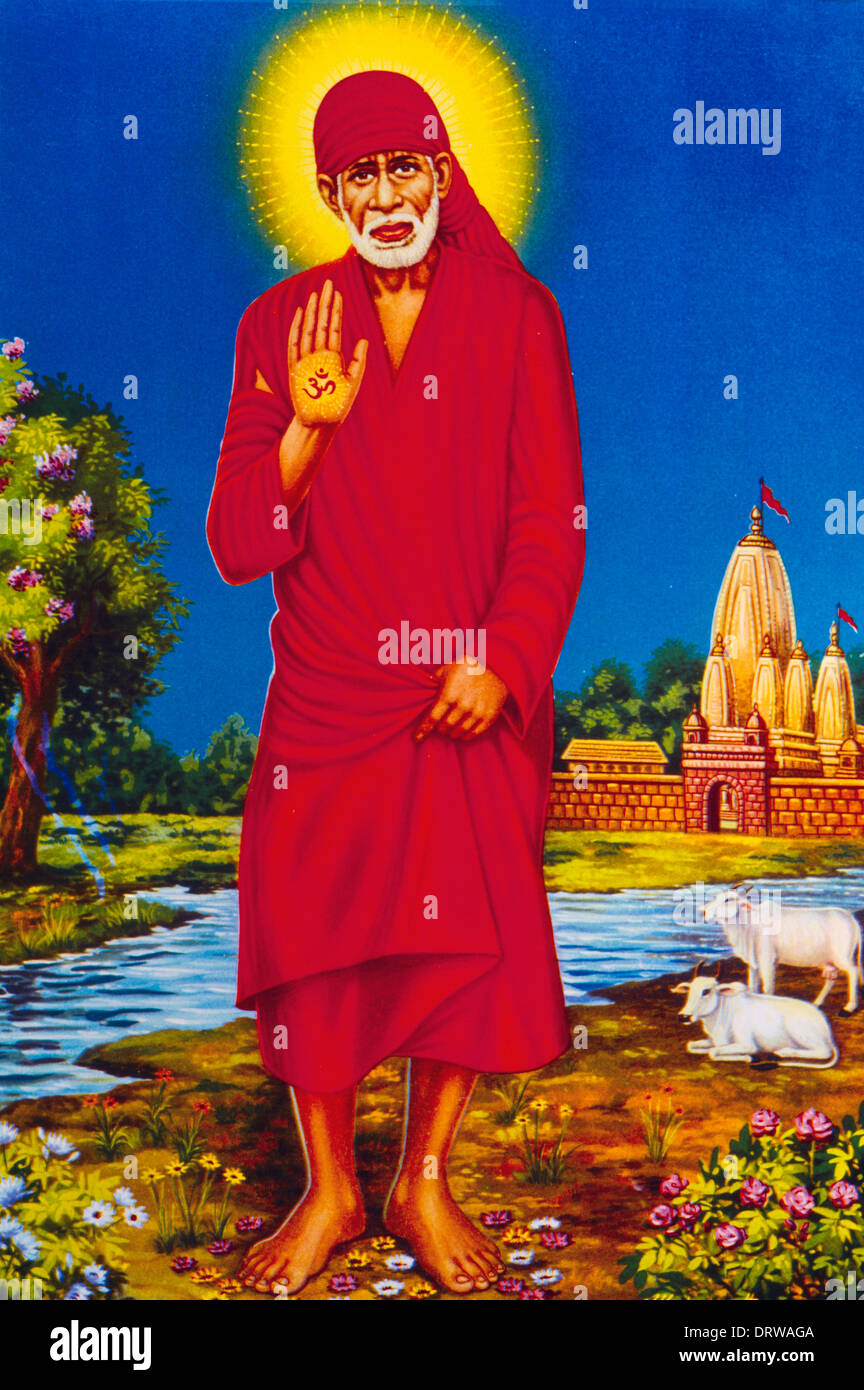 Shirdi sai Baba (1838-1918) spiritual Leader Considered to be a Saint Revered by Hindus and Muslims Stock Photo