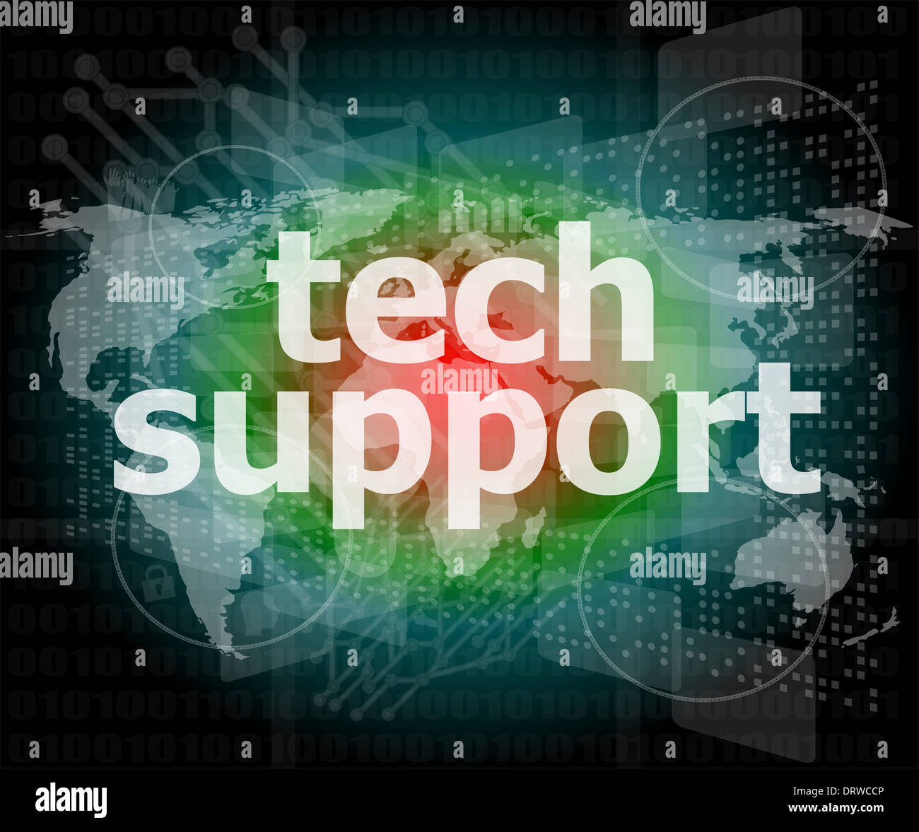 tech support word on a touch screen interface Stock Photo - Alamy
