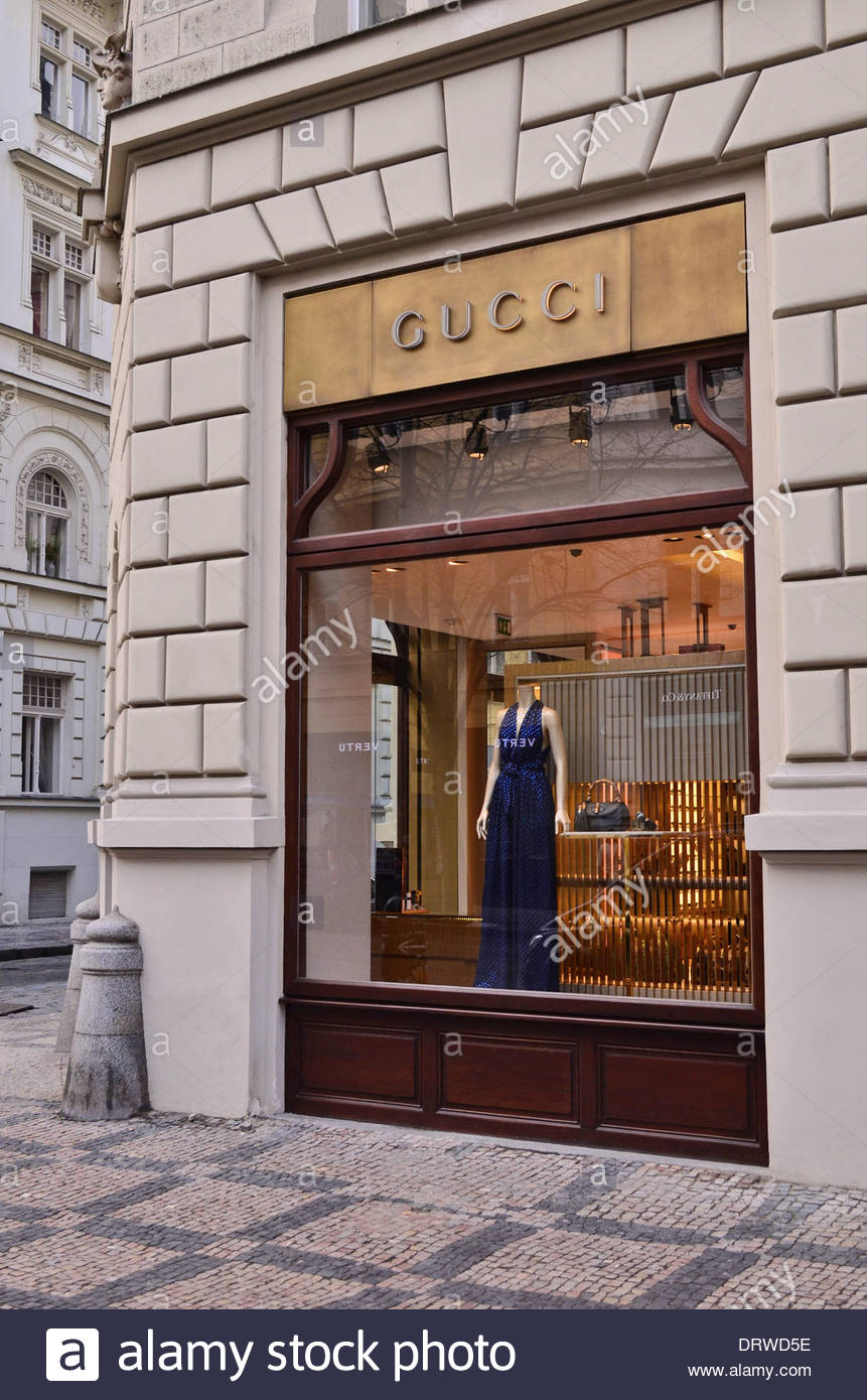 Gucci store window in Old Town Prague 