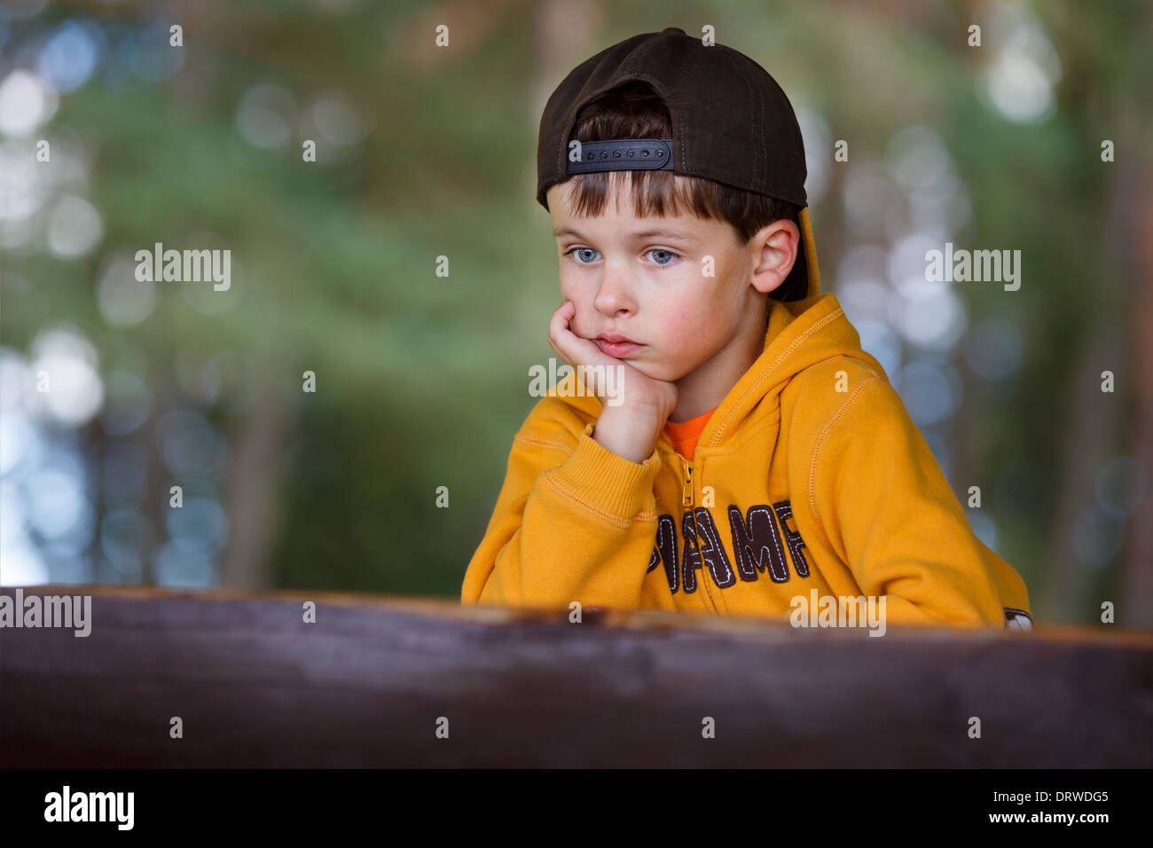 Portrait of a little boy having relax outdoors Stock Photo