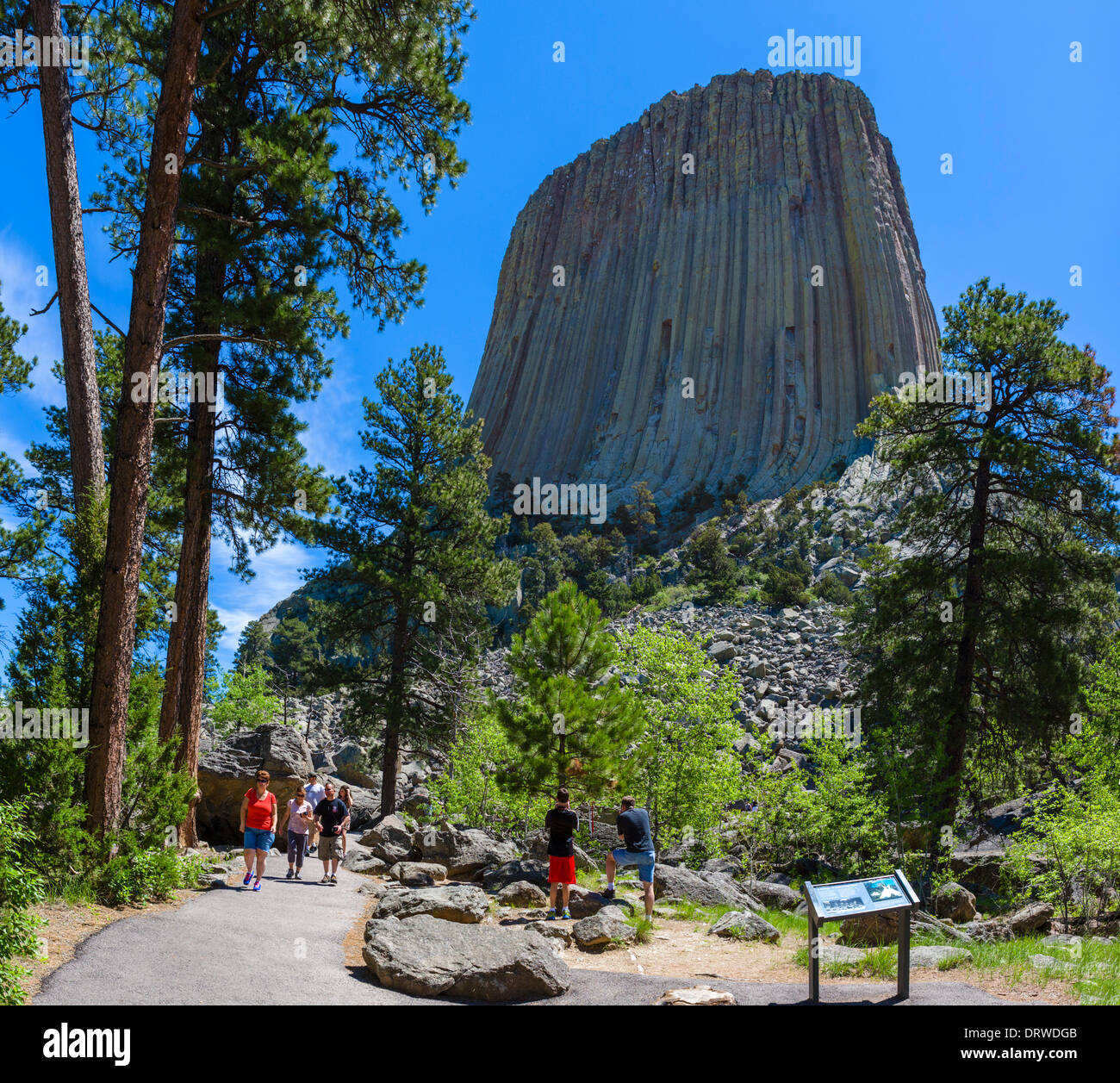 Walkers on Tower Trail beneath Devils Tower National Monument, Crook County, Black Hills