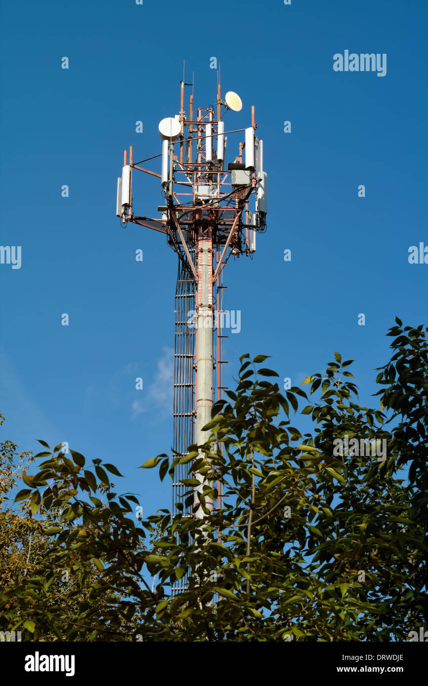 antenna, connection, technology, tower, blue, data, communication