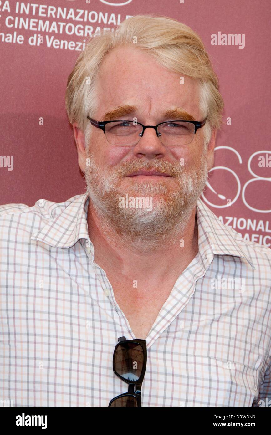US actor Philip Seymour Hoffman poses after the press conference of 'The Ides Of March' during the 68th Venice International Film Festival, Mostra Internationale d'Arte Cinematografica, at Palazzo del Casino in Venice, Italy, on 31 August 2011. Photo: Hubert Boesl Stock Photo
