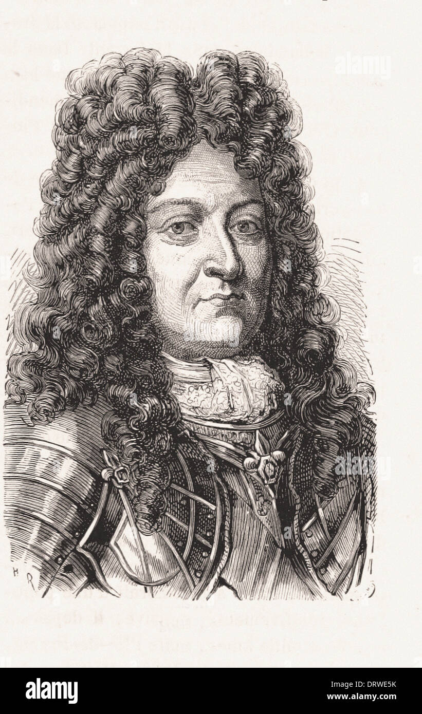 Portrait of Louis XIV King of France - French engraving XIX th century Stock Photo