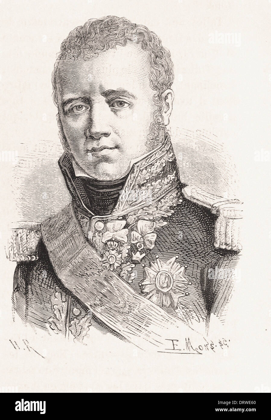 Portrait of Victor - French engraving XIX th century Stock Photo